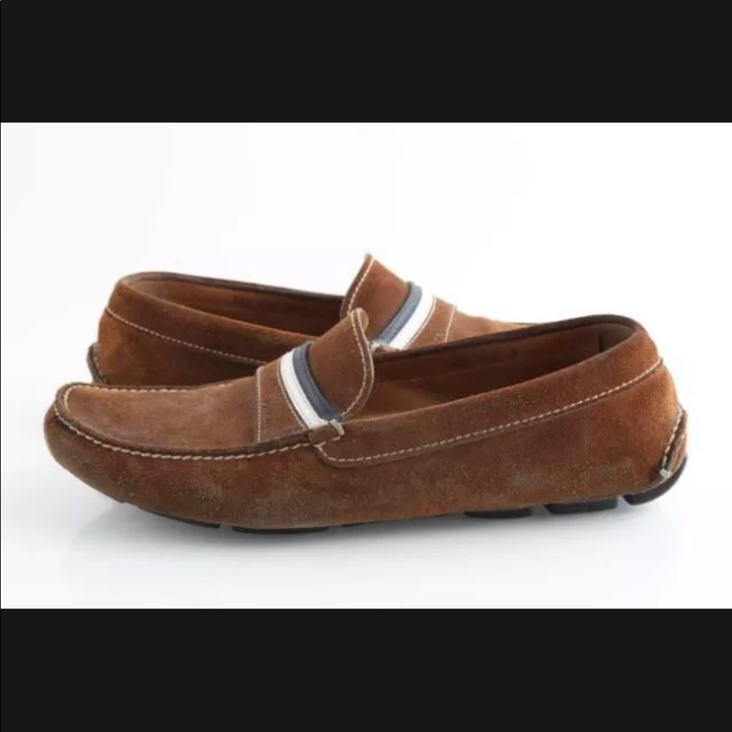 Prada Brown Striped Suede Loafers 2dd069
